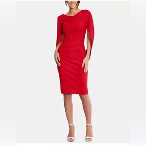Betsy & Adam Red Long Sleeve Dress